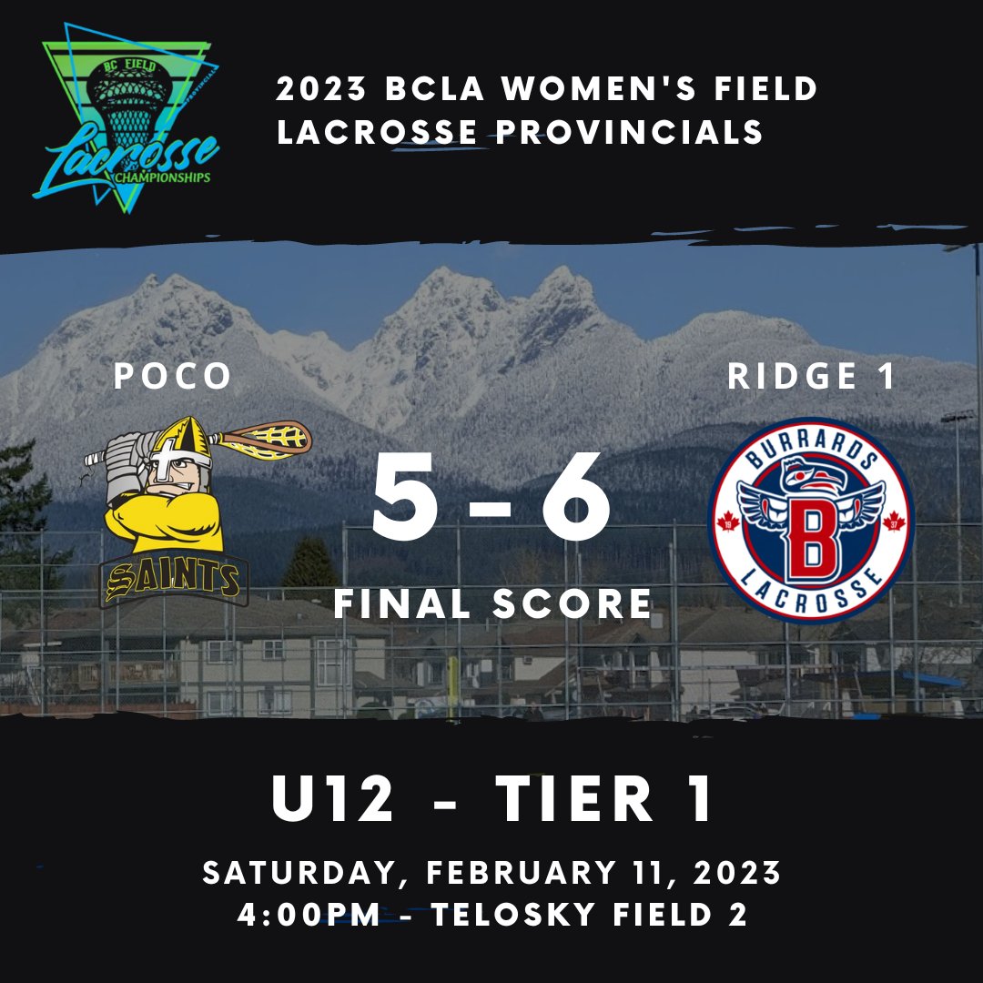 The 3:00PM &amp; 4:00PM game scores are in for the 2023 BCLA U12 Women’s Field Lacrosse Provincials.

View 2023 BCLA U12 Women’s Field Lacrosse Provincial Game Scores Here: bit.ly/3XjhYyi