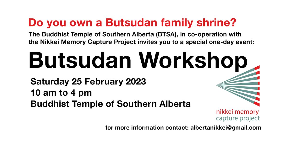 Do you own a Butsudan family shrine? We invite you to a special workshop on Sat Feb 25, 10am to 4pm at the Buddhist Temple of Southern Alberta thebtsa.com/eventlist/buts… @CarlyiAdams @ElaineToth2