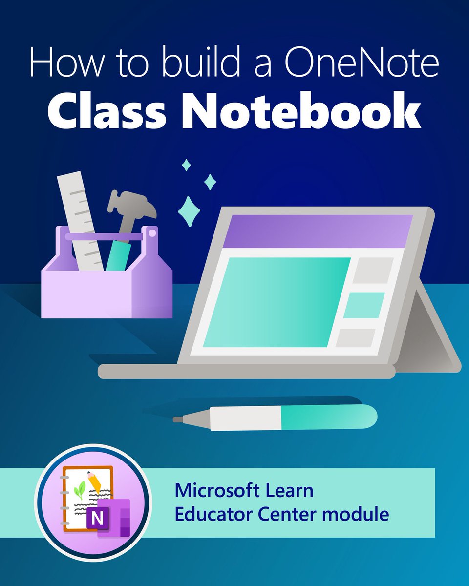 📓 Create a Class Notebook
📝 Give feedback
🔎 Identify resources in Content Library
🤝 Plan activities in Collaboration Space

Learn all the basics of #OneNote Class Notebook in this free module from the Microsoft Learn Educator Center: msft.it/60155JxZS

#edtech