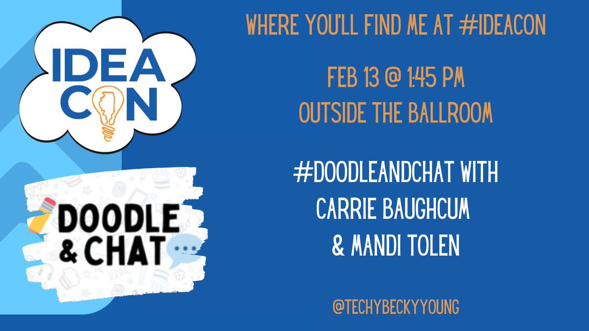 🎨 Can't wait to meet @carrie_baughcum & @MandiTolenEDU for #DoodleAndChat at 1:45 PM on 2/13 at @ideaillinois #IDEACon!