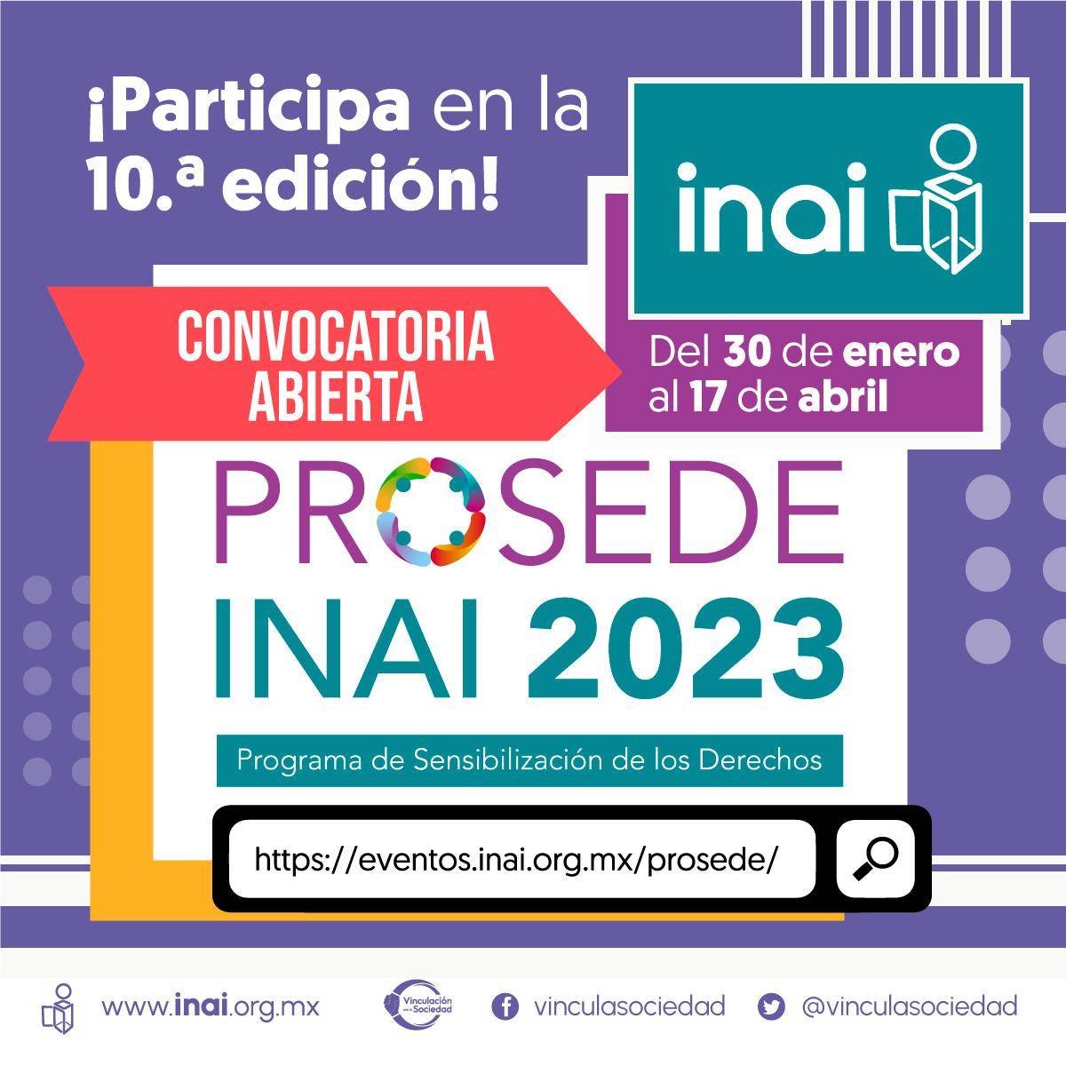 INAImexico's tweet photo. 📌Si promueves entre tu comunidad el ejercicio y aprovechamiento de los derechos tutelados por el INAI, esta información podría ser de tu interés.
Participa en el #PROSEDE2023 y da a conocer tu proyecto social.
Convocatoria en https://t.co/KUjsVi7llV https://t.co/1ms7Ya4yO5