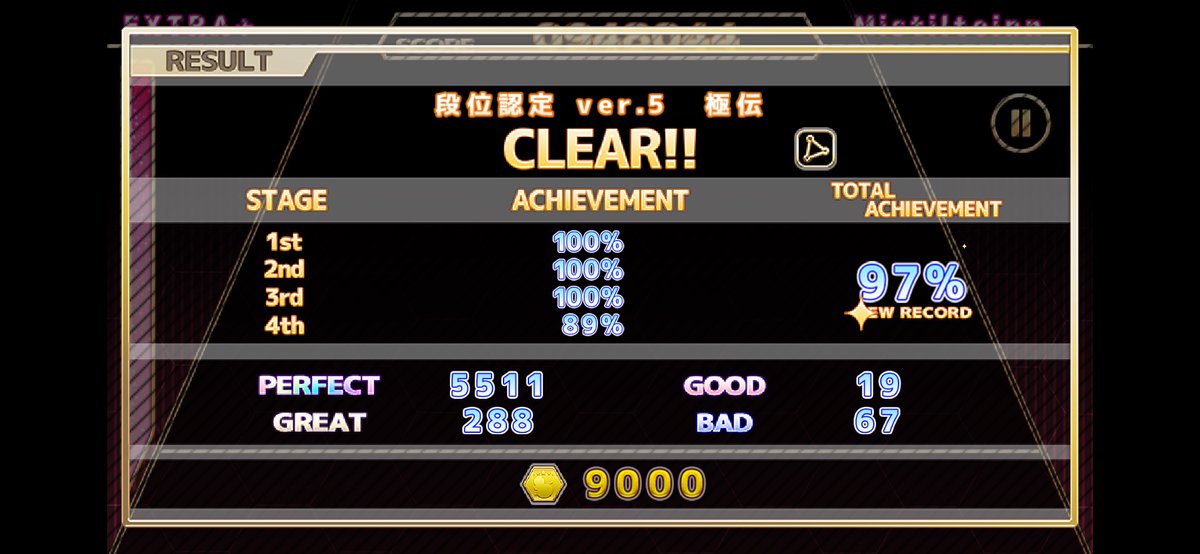 katusousu's tweet photo. 【ChainBeeTをプレイ】
段位認定 ver.5 極伝をClear!! 達成率は97%
#ChainBeeT
プロセカよりは楽しい https://t.co/61HnWHtl5Q