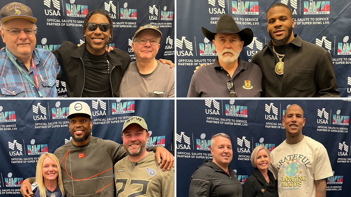 Military, Veterans &amp; their families enjoyed an exclusive experience at the <a href="/USAA/">USAA</a> #SaluteToService Lounge during #SuperBowlLVII weekend featuring current NFL players and legends of the game. 

Thank you to all our veterans for their courage and service today and every day!