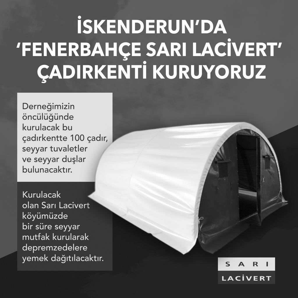 Sarı Lacivert Derneği olarak İskenderun Kaymakamlığının koordinasyonunda ‘Fenerbahçe Sarı Lacivert’ çadırkenti kuruyoruz…

Allah yar ve yardımcımız olsun.