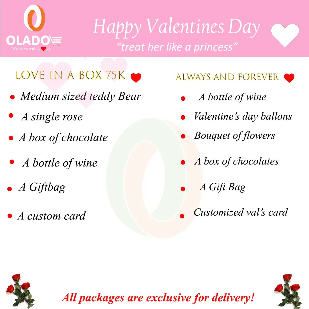 Olado_RW's tweet image. ✨Treat her like a Princess

We have Valentine's package for your loved one make your valentine day special with us💑
All package are exclusively for delivery 🚚🌹
💥olado.rw
💥Call/Whatsapp:0783229174
#olado  #valentineday #giftpackage #giftideas