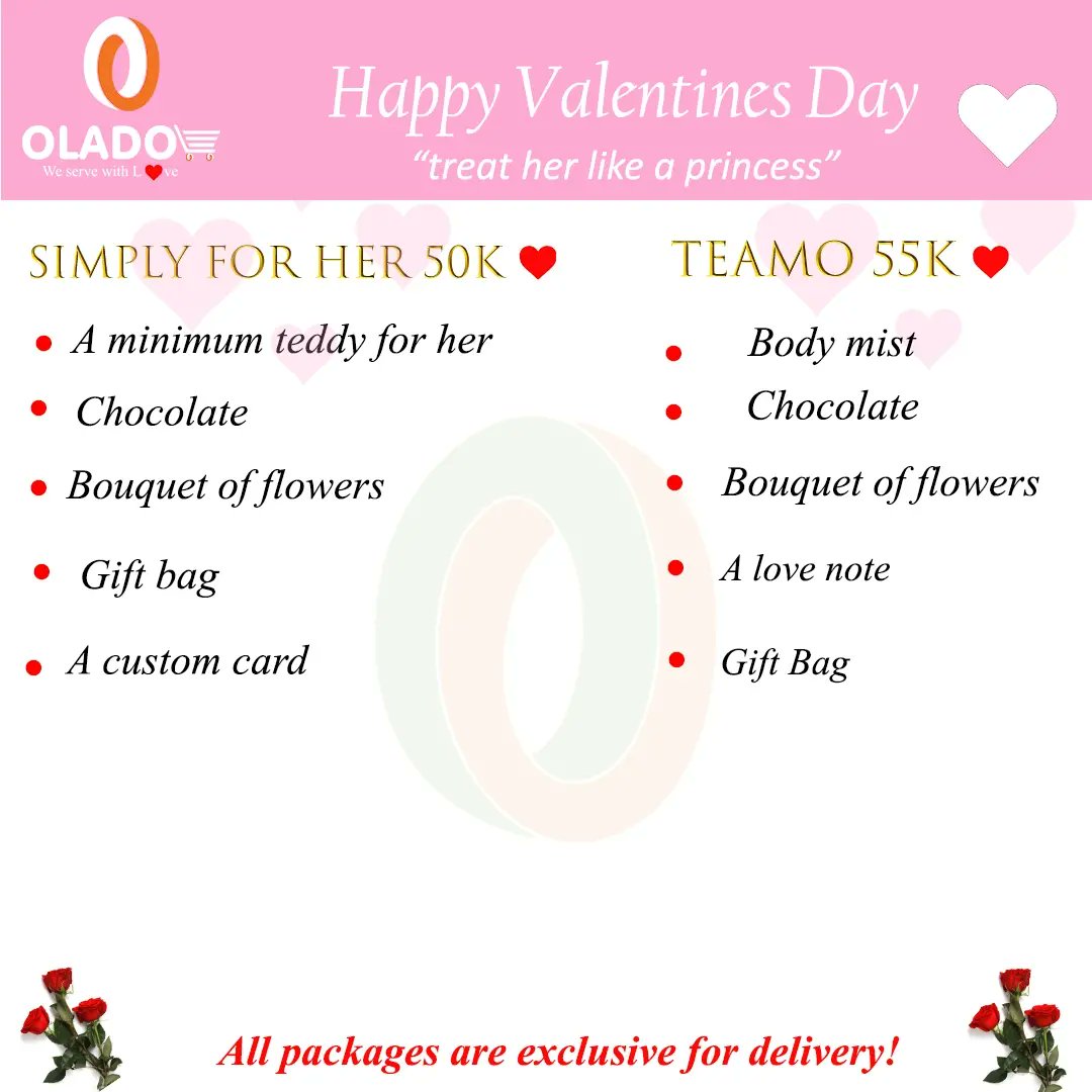Olado_RW's tweet image. ✨Treat her like a Princess

We have Valentine's package for your loved one make your valentine day special with us💑
All package are exclusively for delivery 🚚🌹
💥olado.rw
💥Call/Whatsapp:0783229174
#olado  #valentineday #giftpackage #giftideas