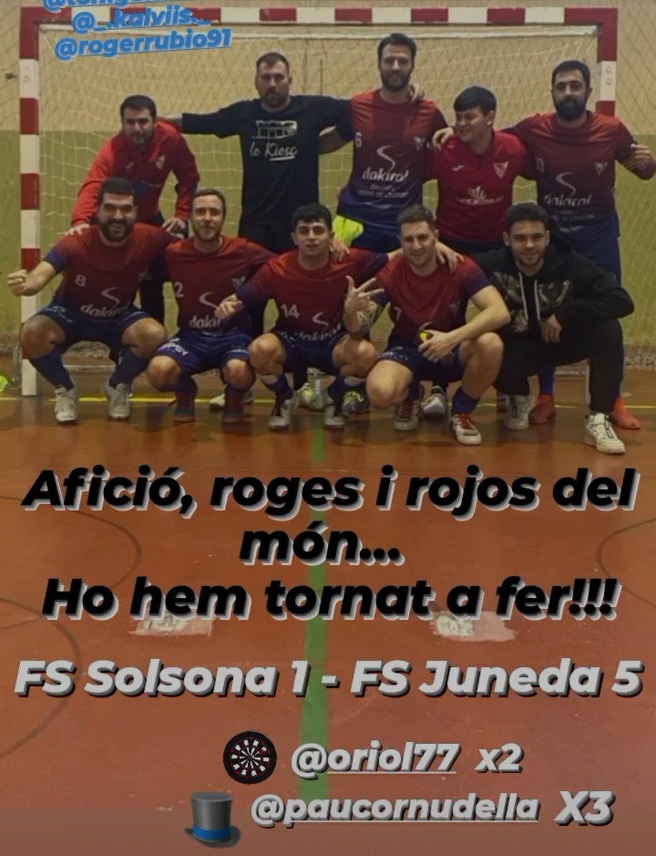 Encadenant victòries 

<a href="/FSSolsona/">Futbol Sala Solsona</a> 1
<a href="/FSJuneda/">Futbol Sala Juneda</a> 5