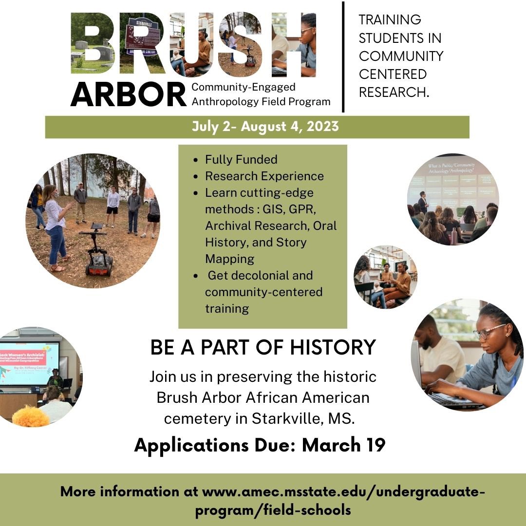 JesseGoliath's tweet photo. Come join us for a fully funded summer research opportunity to help curate and restore a historic black cemetery in Starkville, Mississippi #msstate #anthropology #BlackHistory #curation https://t.co/E3ssBRd5q3