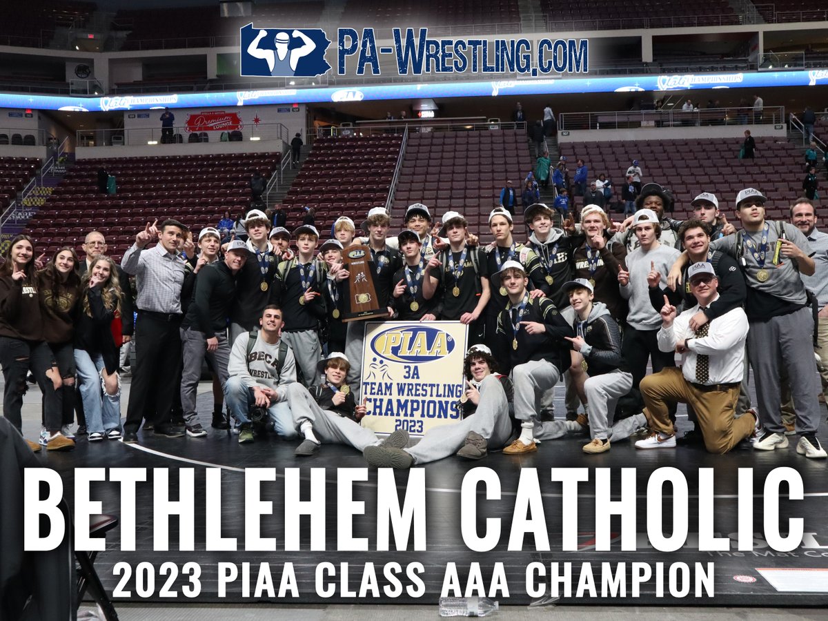 PA_wrestling's tweet photo. Congratulations to the teams placing at the 2023 PIAA Class AAA Team Championships!

🥇Bethlehem Catholic
🥈Nazareth
🥉Central Dauphin
4⃣  Canon-McMillan

Brackets/results:
https://t.co/LTDHGsGFhh https://t.co/tfdn0Rcgg6