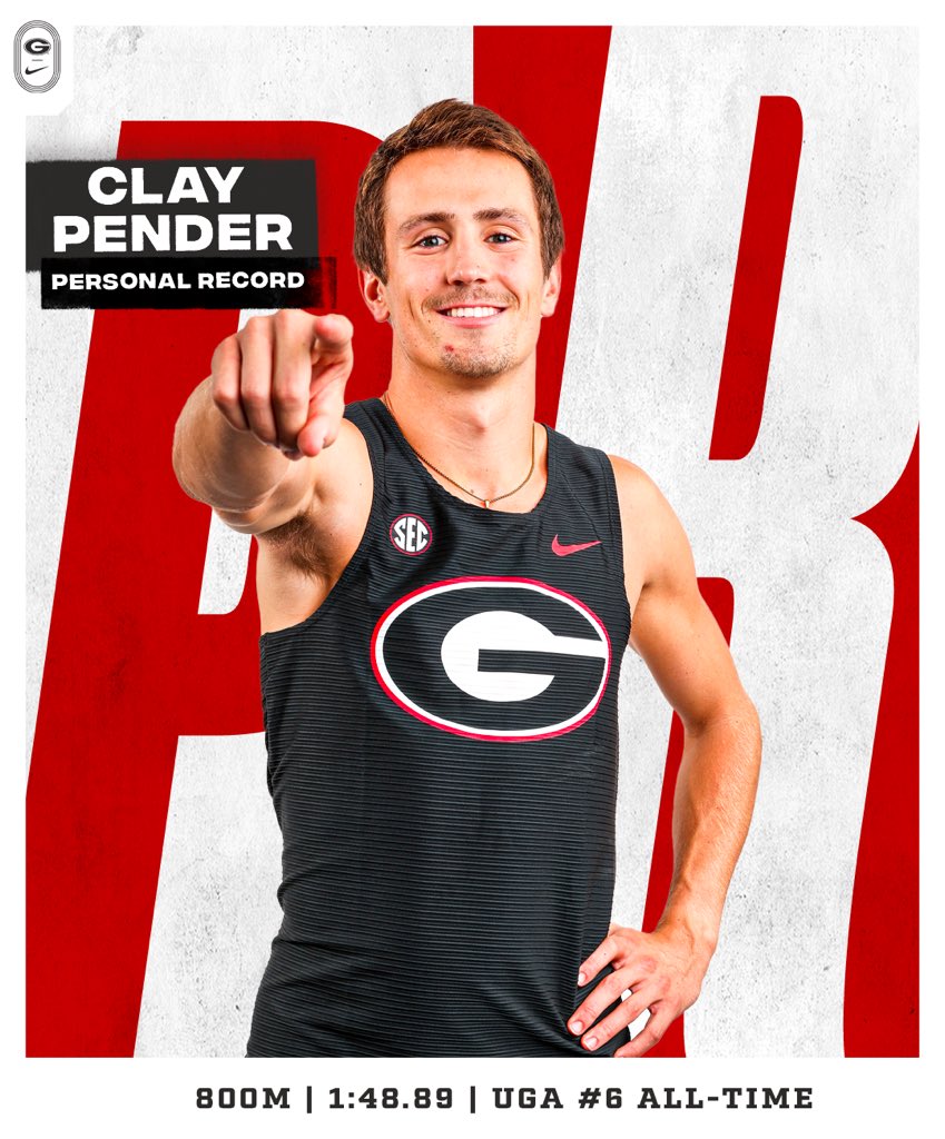Clay Pender also has a solid run in the Men’s 800m. 

His time of 1:48.89 moves him into the #️⃣6️⃣ position on the UGA All-Time list. 

#GoDawgs