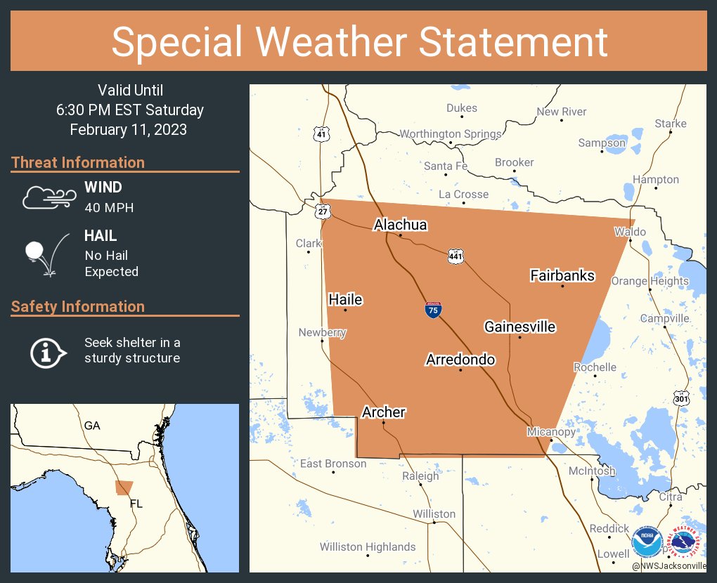 NWS Jacksonville on Twitter "A special weather statement has been