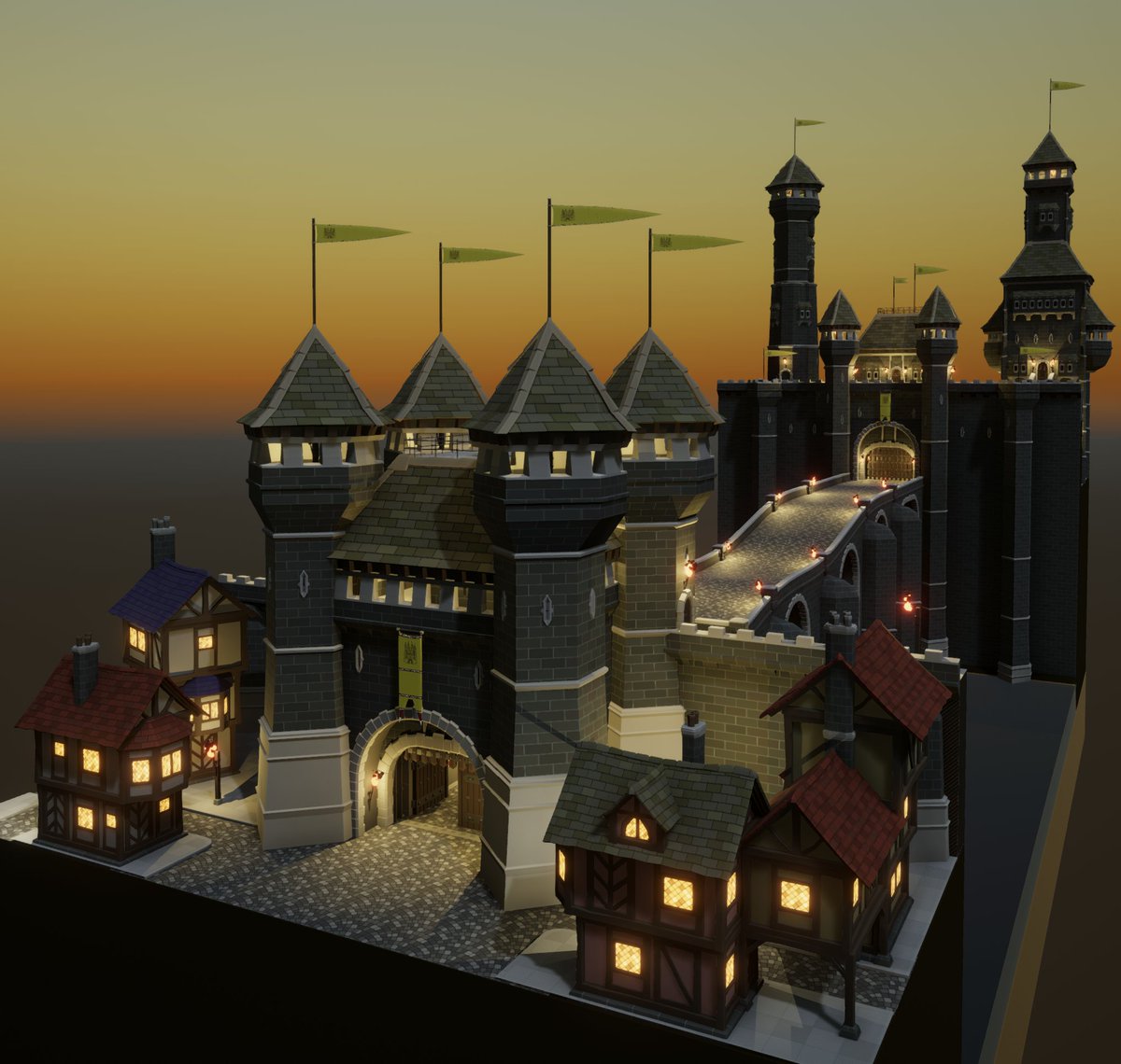 One more screen-grab for #screenshotsaturday 
of my new Unity Asset Pack: Low-Poly Fortified Bridges.
View from the barbican across the river to the citadel.
Did I mention, the pack is modular?

#lowpoly #indiedev #indiedeveloper