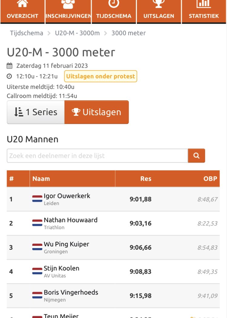 Nathan Houwaard wint zilver op de 3000m indoor U20 #nkindoor Apeldoorn
