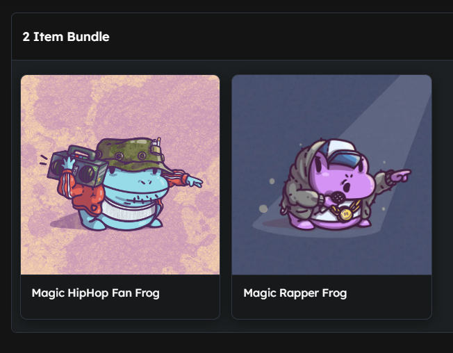 MagicRawAnimals's tweet image. btw, I'm experimenting with bundles, GN Froggos 🐸

#MagicFrogs #MagicAnimals

🔗jpg.store/Fron_Elhumano?…