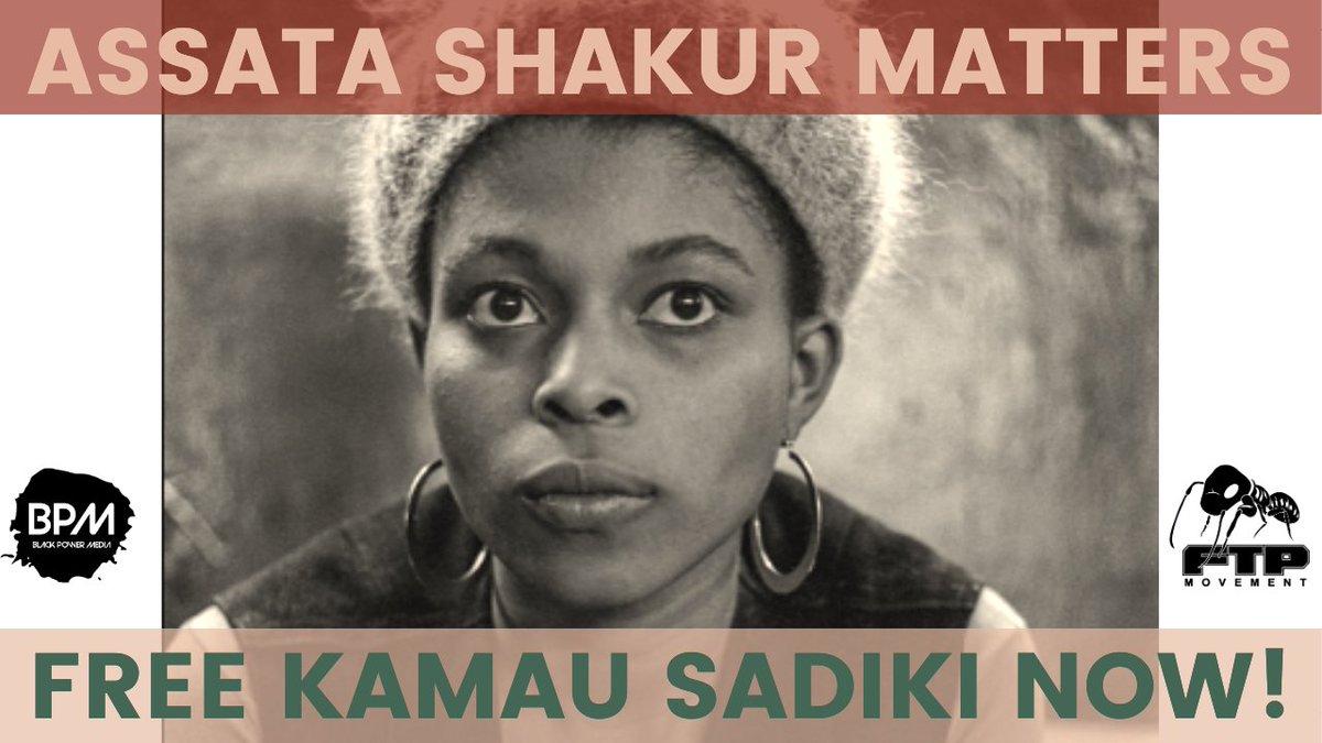 Kalonjichanga's tweet photo. If you mention #AssataShakur then you should talk about ALL political prisoners, especially the father of her daughter, Black Panther Vet #KamauSadiki who is serving Life+10 years for not turning her in.

Check out this interview with his daughter K'Sisay:
https://t.co/ZKToGABTPZ https://t.co/Y1yWvnqn31