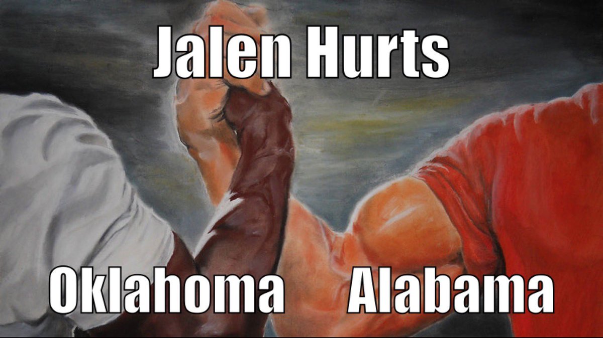 TheRyanHilliard's tweet photo. Basically @OU_Football and @AlabamaFTBL right now #BoomerSooner #RollTide #RollSooner https://t.co/F996guzAtg