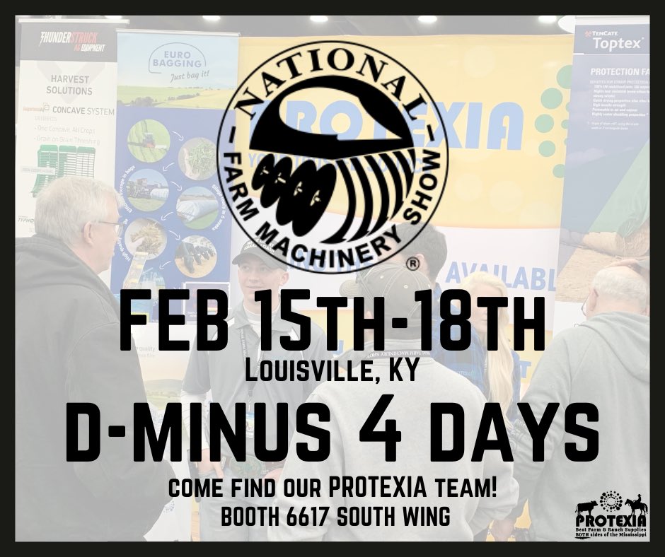 The 2023 National Farm Machinery Show is right around the corner! We hope to see you there! #protexia #protexiaplast #nationalfarmmachineryshow <a href="/KYNFMS/">National Farm Machinery Show</a>