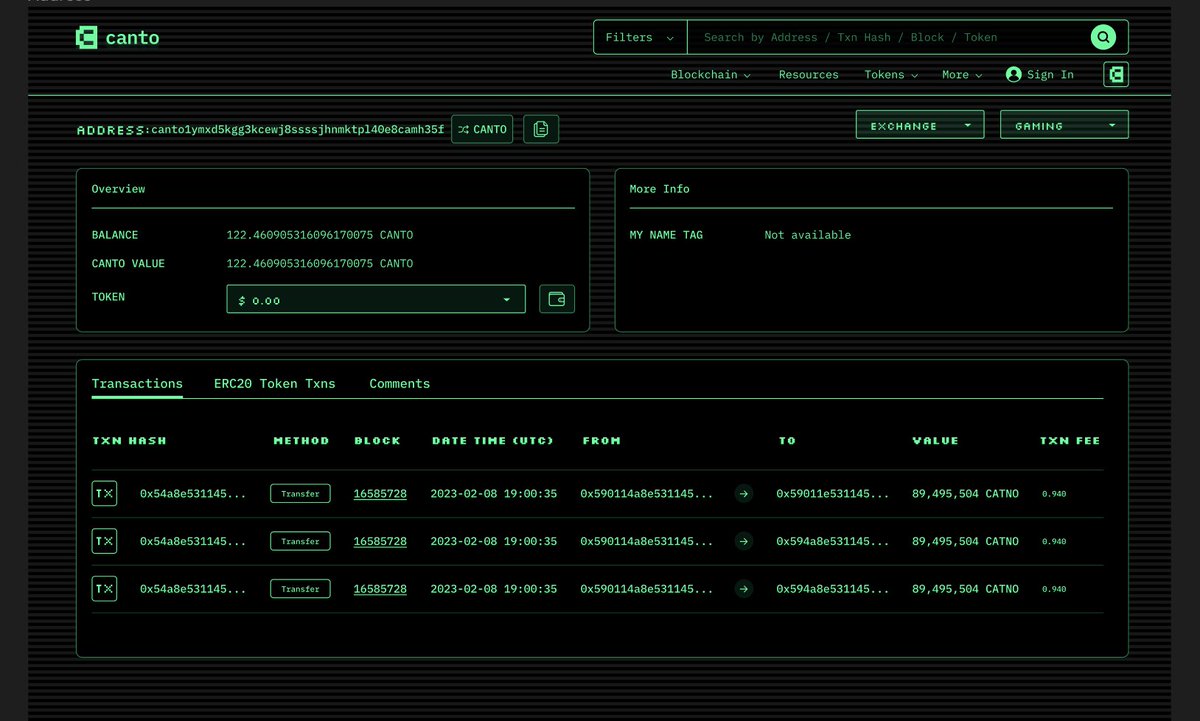 Finally, @Explorer_fyi is a new block explorer for the Canto ecosystem ...