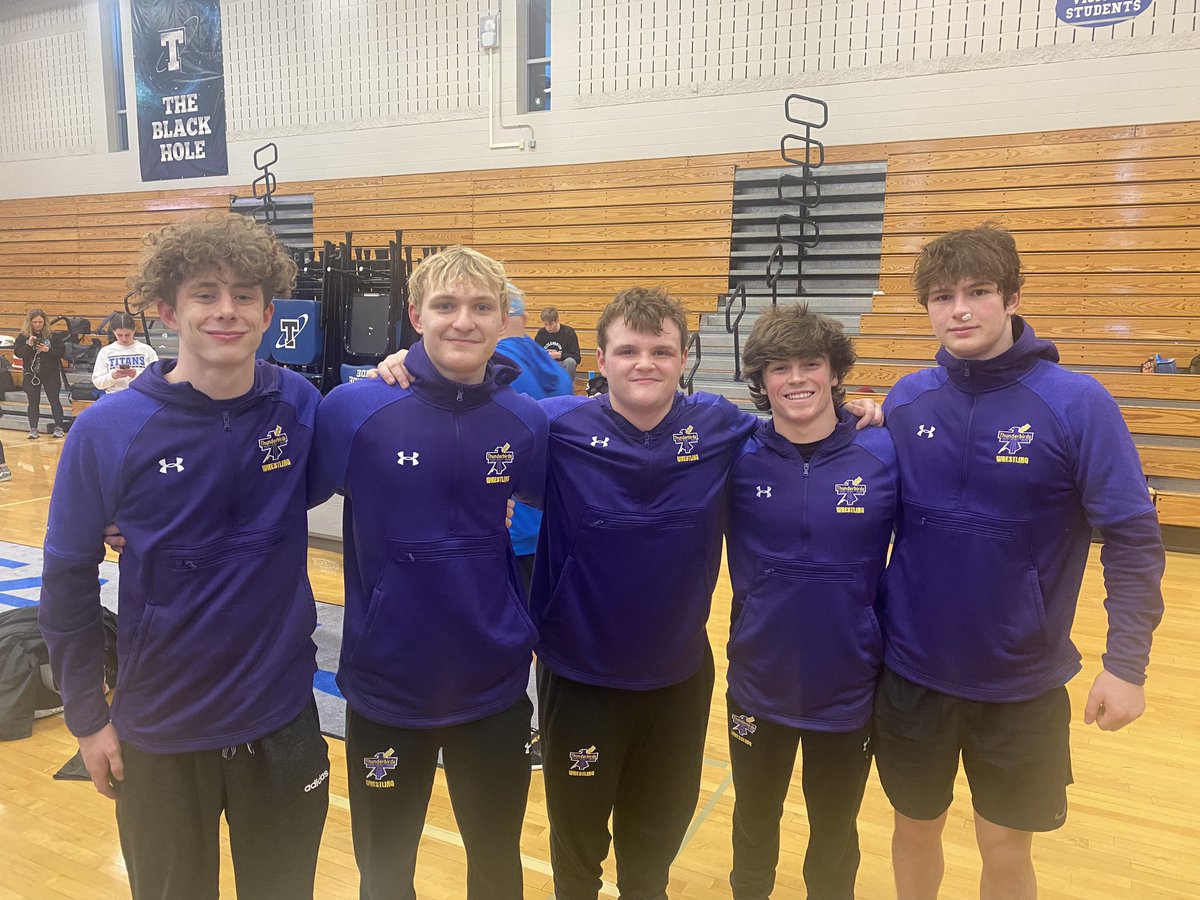 TbirdWrestling's tweet photo. All 5 of our state qualifiers! https://t.co/h1rI7lAHay