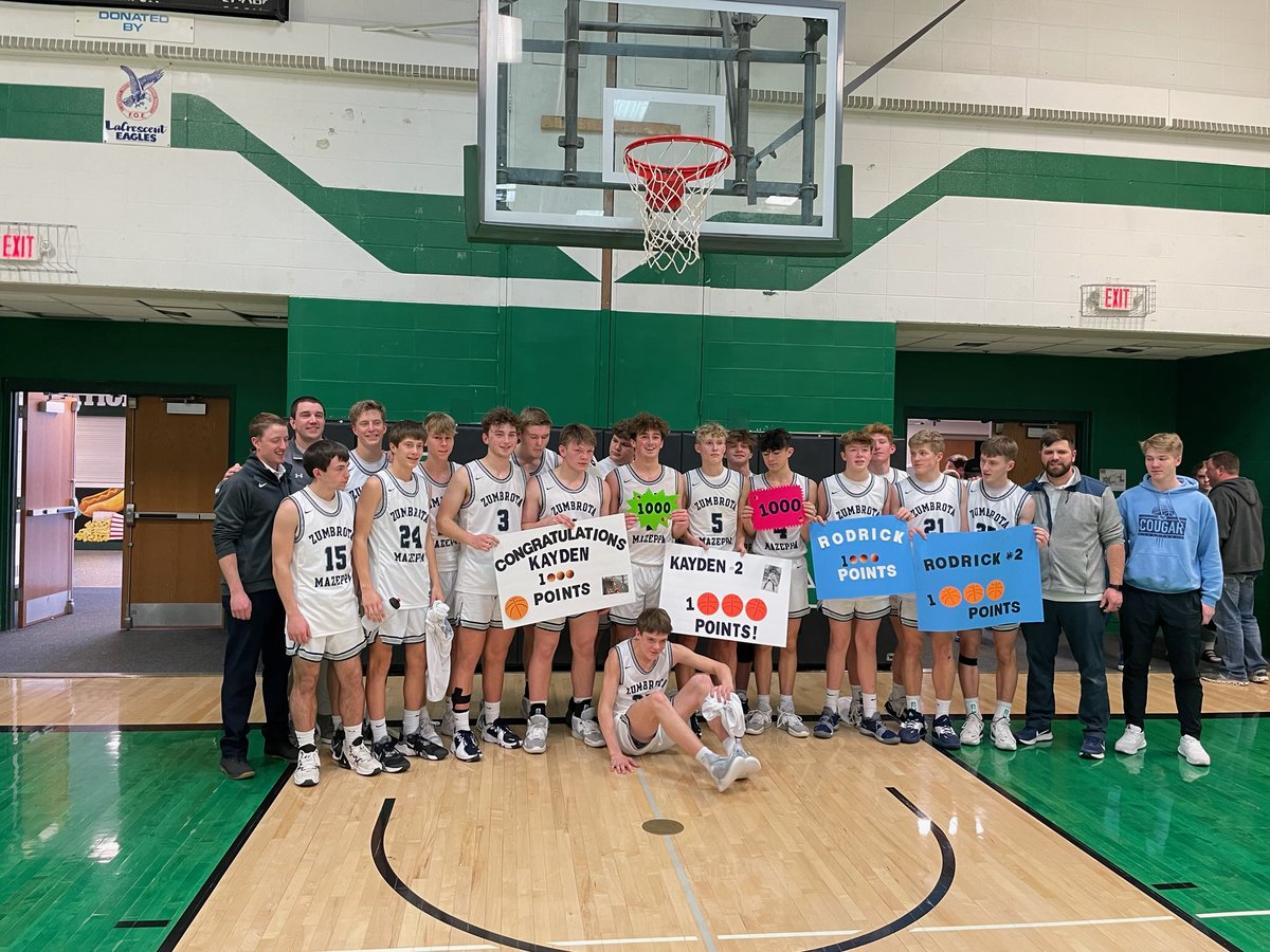 Congrats to <a href="/KaydenRodrick/">Kayden Rodrick</a> on scoring his 1,000th point today vs LaCrescent!

1,001 and counting!