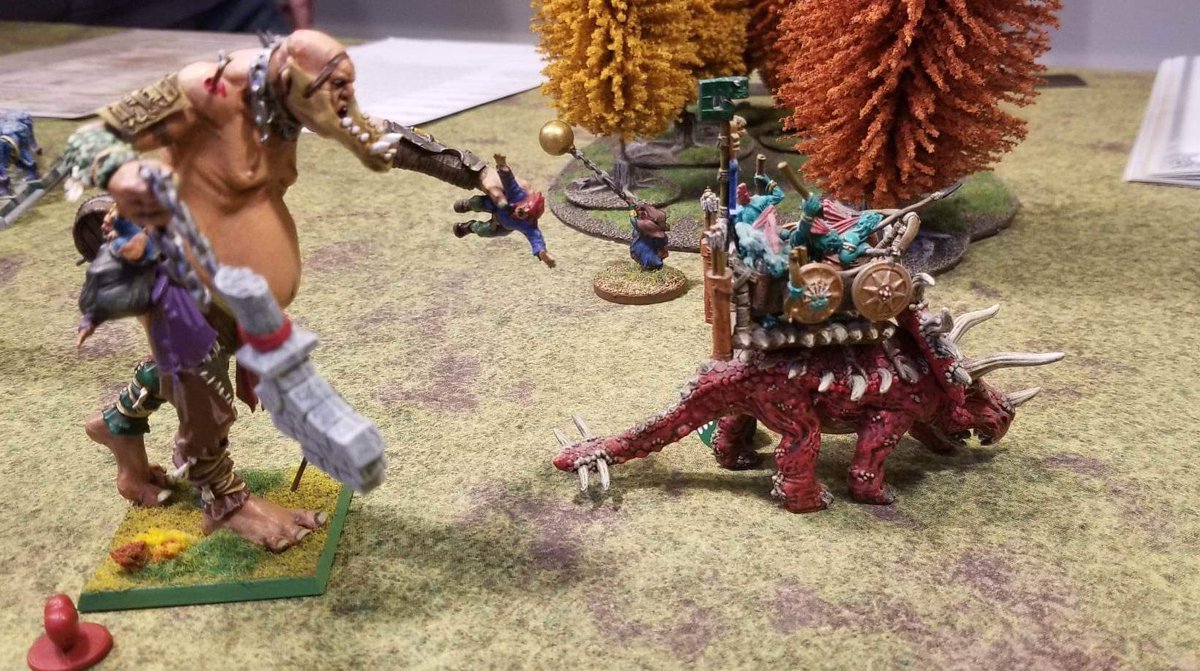 murkyshore's tweet photo. Recently, got into Warhammer 6th edition. Been having a blast collecting old models and found three buddies who love the game. This was a great moment from a recent game. #warhammerfantasy6thedition #warhammer https://t.co/ruSrda84oR