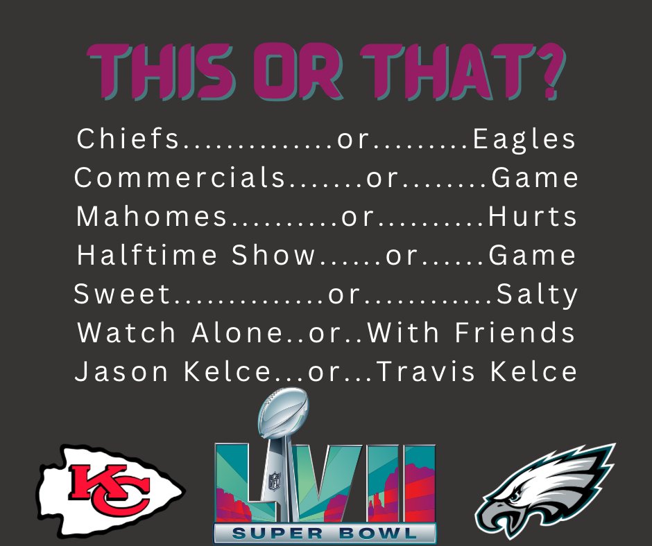 The 57th Super Bowl is this Sunday. Join us in a little friendly competition by commenting your pick on This or That?

Designed by Jasmine Padget, Social Media Intern