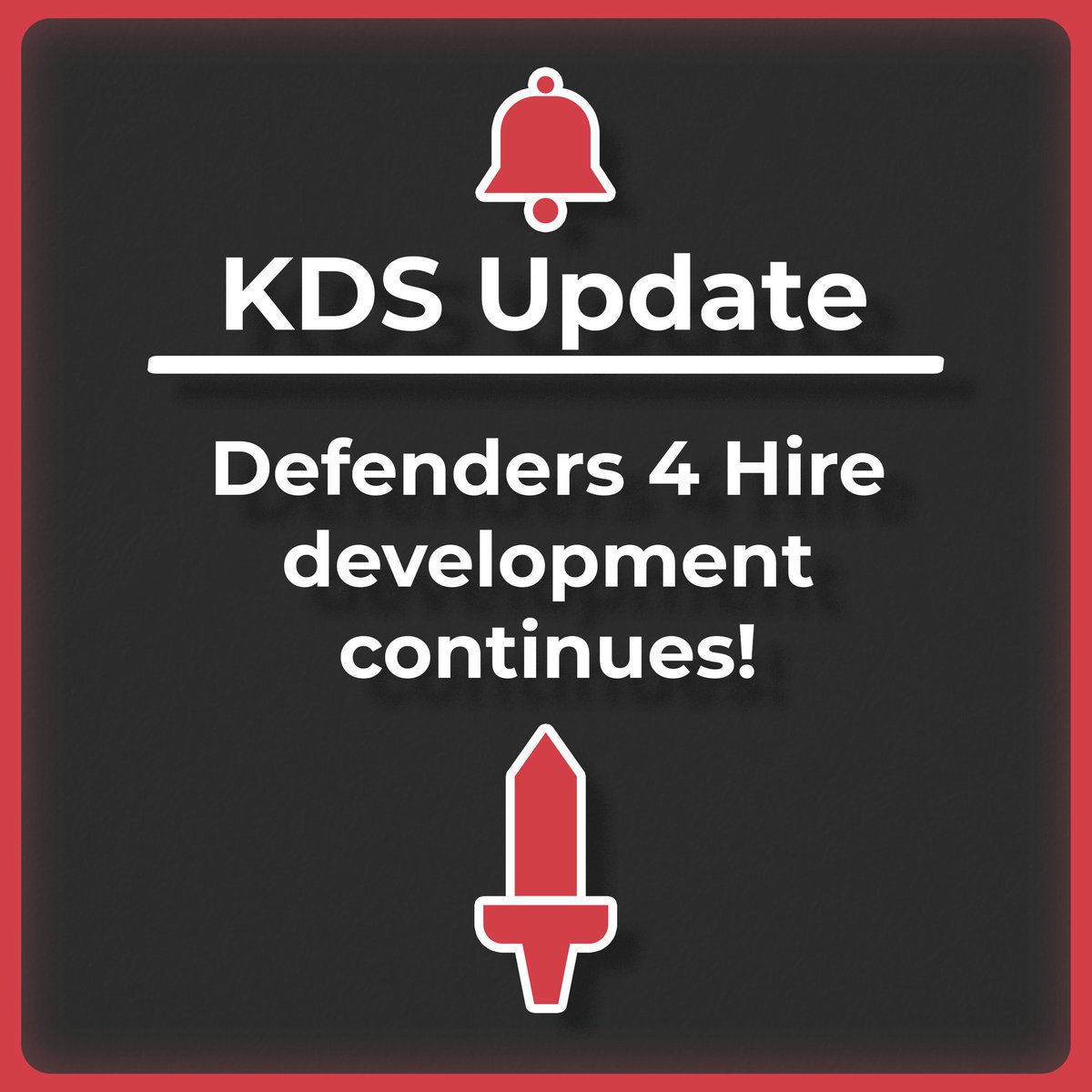 Hey everyone! 👋

There's been a lot of things happening behind the scenes that's caused some delays, but Defenders 4 Hire continues to be developed! ⚔️

More posts soon with more news! 🗞

#Defenders4Hire #indiegame #indiegamedev #gamedev #gamedevelopment #indiegames