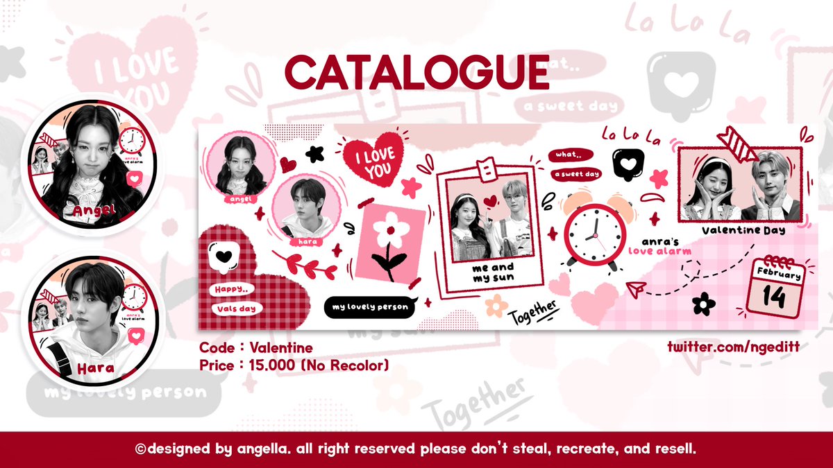 ngeditt's tweet image. Halo teman-timun boleh minta help rtnya? dalam rangka valentine day el menjual katalog layout di bawah ini! yang mau bisa order dari jam 12.00 WIB via dm yah! untuk tnc dan form ada di bawah ini! thankyouu #zonauang #zonaba