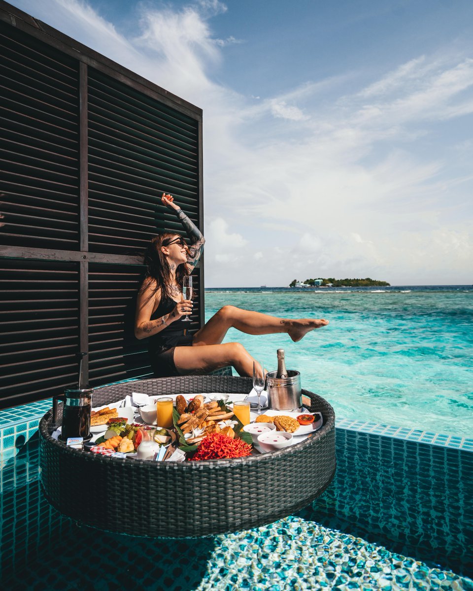 Sunday mornings with a scrumptious floating breakfast in your very own infinity pool - a dream? We say reality! #SheratonMaldives #VacationGoals #DreamDestination #MarriottBonvoy #VisitMaldives