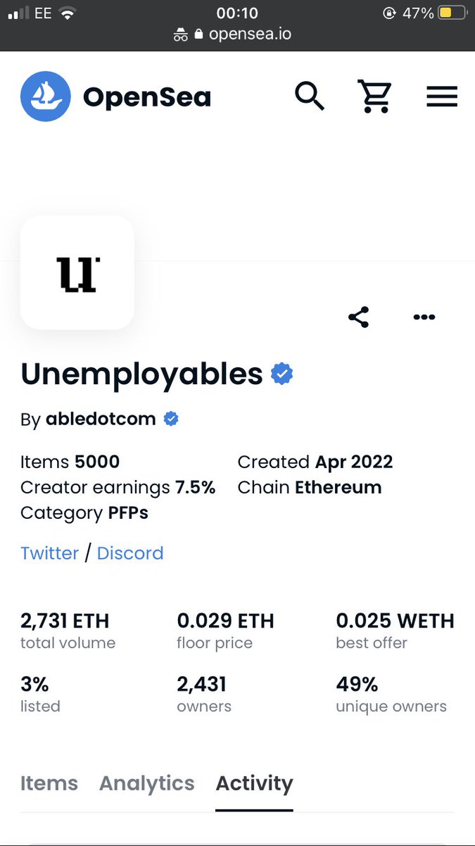 DunkedCookie's tweet photo. Shout out to the @unemployables project still pushing on with their monthly 1eth holders grant. For a small project, providing this type of utility is impressive. The specially in these times. 👏 https://t.co/jbNc8GpMen