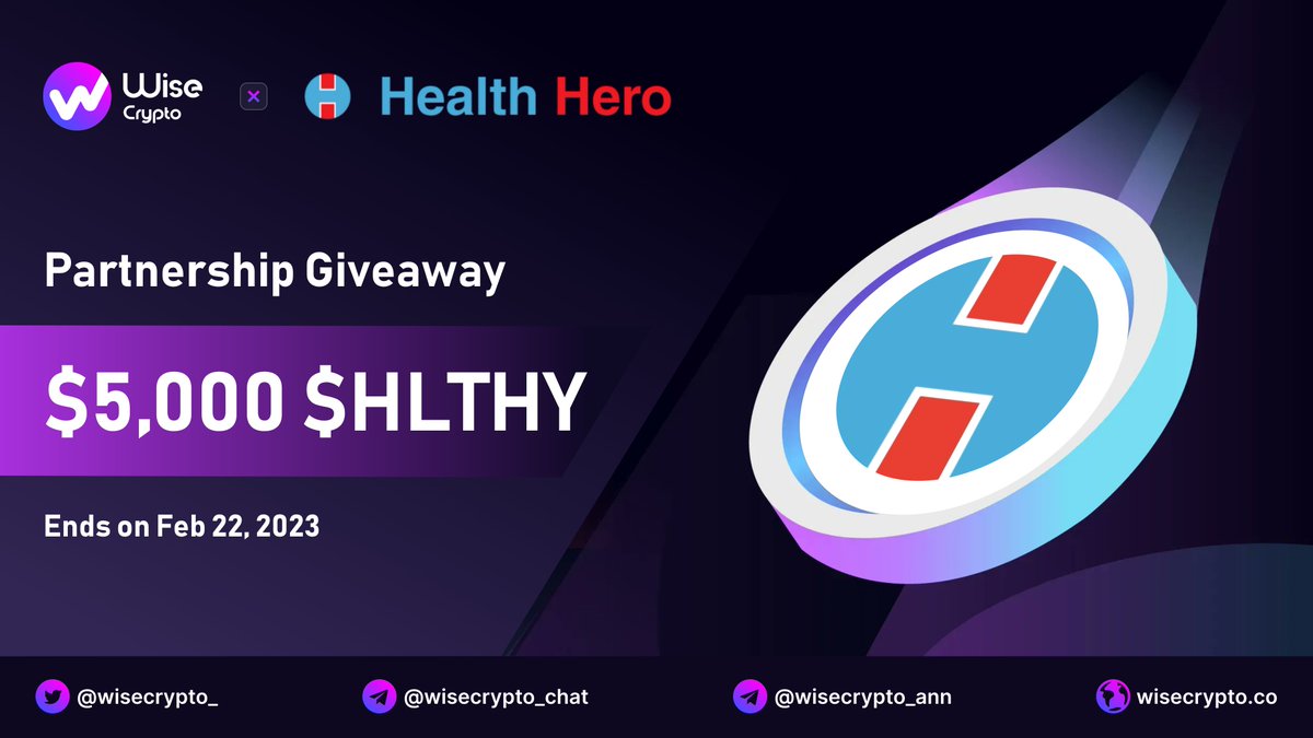 Wise Crypto (@wisecrypto_) on Twitter photo 🥳 Wise Crypto X Health Hero Giveaway
🏆Prize Pool - $5,000 $HLTHY
To Enter
✅ Follow <a href="/WiseCrypto_/">Wise Crypto</a> & @GoHealthHero
✅ RT & Tag 3 Friends
✅ Complete Gleam tinyurl.com/2p8xu8p5
#Airdrop #HLTHY #Giveaway #IDO #Crypto #NFT 🥳 Wise Crypto X Health Hero Giveaway
🏆Prize Pool - $5,000 $HLTHY
To Enter
✅ Follow <a href="/WiseCrypto_/">Wise Crypto</a> & @GoHealthHero
✅ RT & Tag 3 Friends
✅ Complete Gleam tinyurl.com/2p8xu8p5
#Airdrop #HLTHY #Giveaway #IDO #Crypto #NFT