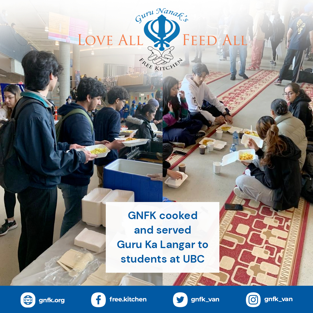 gnfkCanada's tweet photo. GNFK cooked and served Guru ka Langar to students at UBC. SSA UBC, the organizers of the event were very thankful to volunteers of GNFK "it was a tremendous success, serving students of all backgrounds Guru Ka langhar is very humbling, this is what Sikhi is about .."

#gnfk https://t.co/G7nZxWgMtX