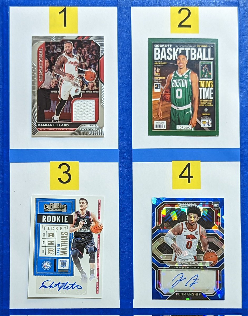 UniqueFinds09's tweet photo. Day 3 / Post 75 - $5/each
1 is game worn
2 is /20,000, Donovan Mitchell on back
4 is /75
Claim by number. See pinned for shipping. Sale ends 2/11! #UniqueSuperStacks
@SleepyCards_RT @GG_Hobby @sports_sell @HiveRetweets @Nolacardtweets #Basketball https://t.co/FIH7koFGt4