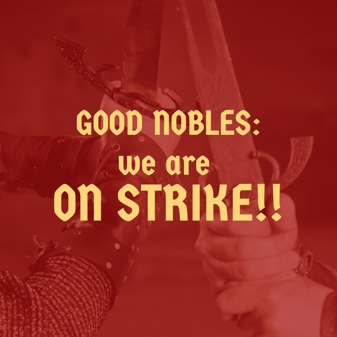 In response to repeated violations of federal labor law by Medieval Times, we have walked out ahead of our second performance of the day. We will not return to work until we reach an agreement with the company on how they will address these unfair labor practices.