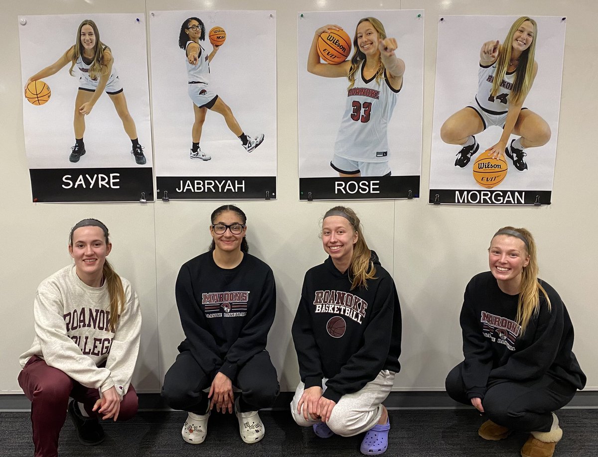 RoanokeWBB's tweet photo. Happy Senior Day to these special four young women. Way to take care of business, but the chapter isn’t over yet! https://t.co/bB4bOjbC0F
