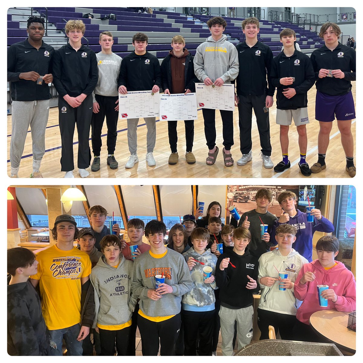 The top picture doesn’t happen without the bottom picture!! Thanks to the whole squad who showed up for practices the last two weeks. 9 headed on to the 🏦💪 #bethebuffalo