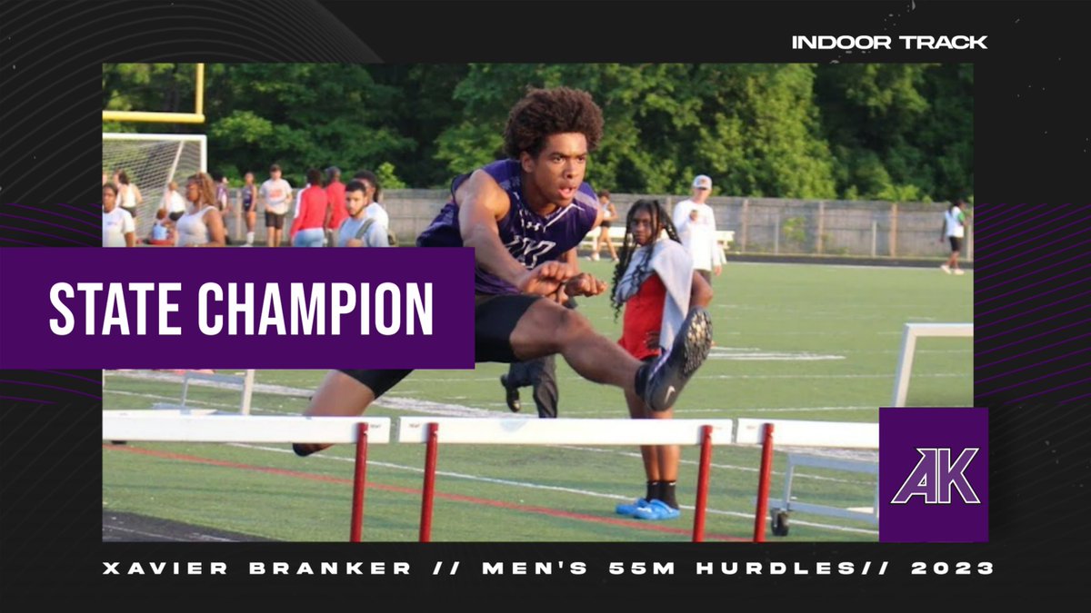 AKSportsInfo's tweet photo. With a time of 7.48 seconds, XAVIER BRANKER is your 2023 Indoor Men's 55m Hurdles 4A State Champion! @akxctf https://t.co/69FeuRcP8t