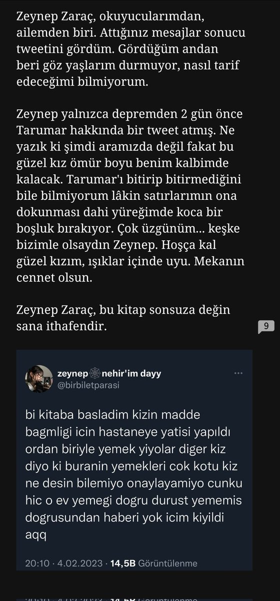 neyasiyoruzbizz's tweet photo. Zeynep’in okuduğu kitabı yazarı ona ithaf etmiş. Sonunu okuyabildin mi Zeynep bunu hiç bilemeyecegiz... https://t.co/lJm2hwBlDj