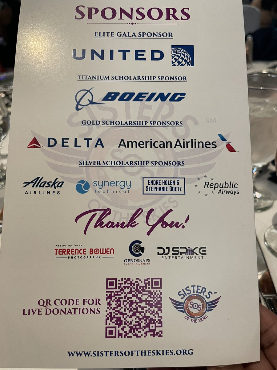 So amazing to be in the room with so many gorgeous Fly Girls. BTW #BHM is MADE w a selfie w Capt Claiborne.    So happy to see @kategebo Amazing leader and ally.  Scan the QR code to donate! #SistersOfTheSkies 
Wonder if Brett will dance on the 360…BRB