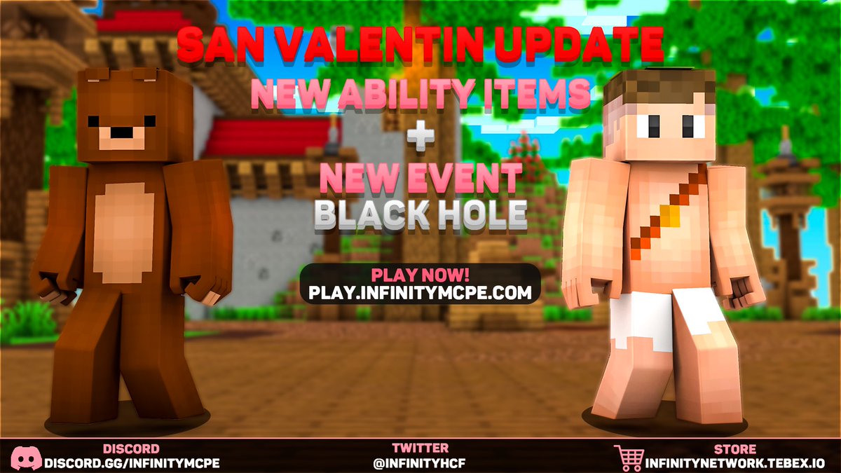 InfinityHCF's tweet image. Infinity | San Valentin Update 💕

Hemos añadido en esta update nuevos Ability items cambiando un poco el meta entre ellos:
- Portable Archer
- Grappling Hook
- Close Call
- Ghost
- Samurai Ability
- Zeus Hammer
#HCF #mcpe #MinecraftServer