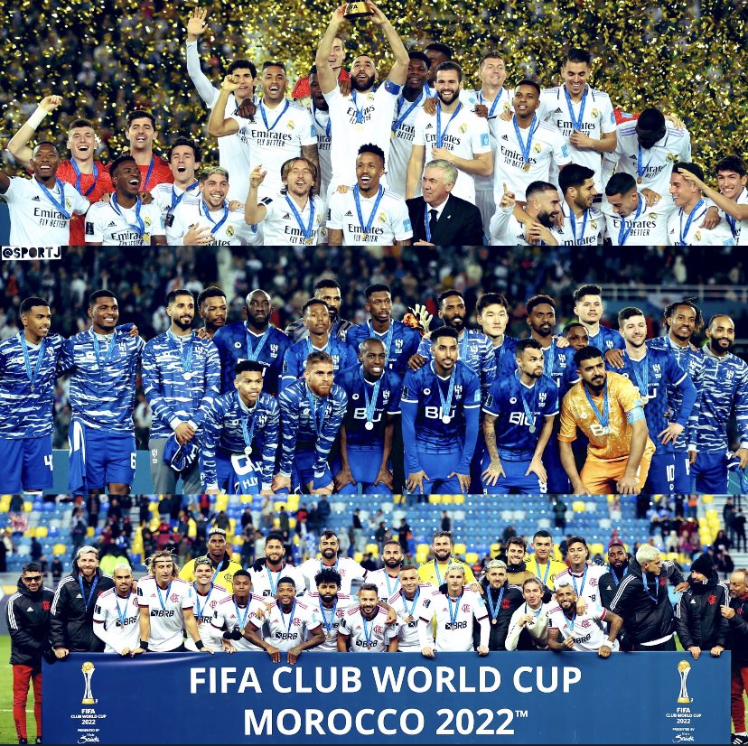 FIFAClubWC2023's tweet photo. 🏆 ترتيب كأس العالم للأندية 2022 !

🇪🇸🥇ريال مدريد
🇸🇦🥈الهلال
🇧🇷🥉فلامنغو

#كأس_العالم_للأندية | #مونديال_الأندية 
#المغرب |  #ClubWC 
#الهلال #ريال_مدريد
#الهلال_ريال_مدريد https://t.co/qyUkzoZEub