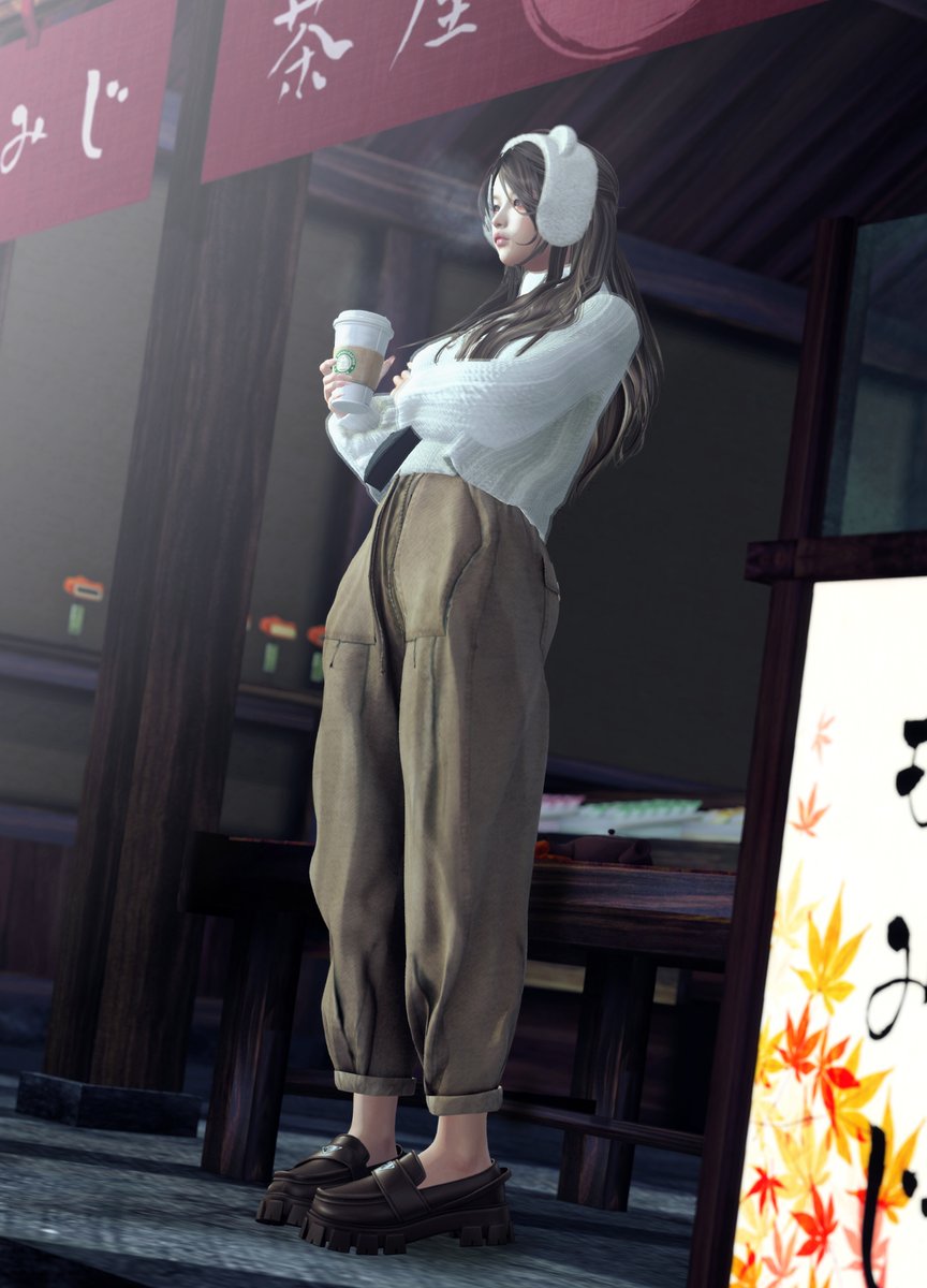 tomonii's tweet image. 今日のコーデ✨
以前買ってお気に入りの{ amiable }さんのぶかぶかパンツに新作のニットを合わせたよ
癒される早朝の Ryukyu Onsen にて♨

#SecondLife