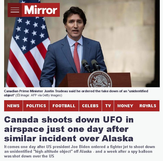 OscarGomez369's tweet photo. A UFO was shot down over Alaska this morning. Then another UFO a few hrs ago over Canada. Now F-15s and a refuel tanker were just scrambled out of Portland, and a NOTAM was just issued in Montana. Can someone smarter than me please tell me wtf is going on? https://t.co/8F6b5pNZPa