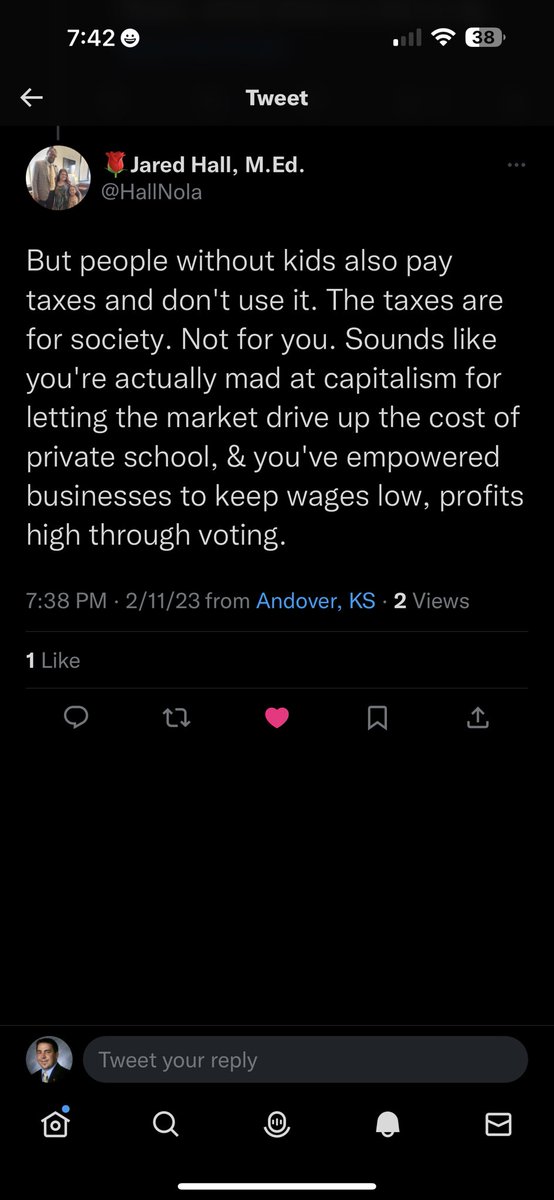 One of the best arguments against vouchers yet. Does anyone who does not have kids in school qualify to receive the portion of their taxes earmarked for public schools? The taxes are for a public service, like police and fire. It’s there for the good of the whole. #ksleg #ksed