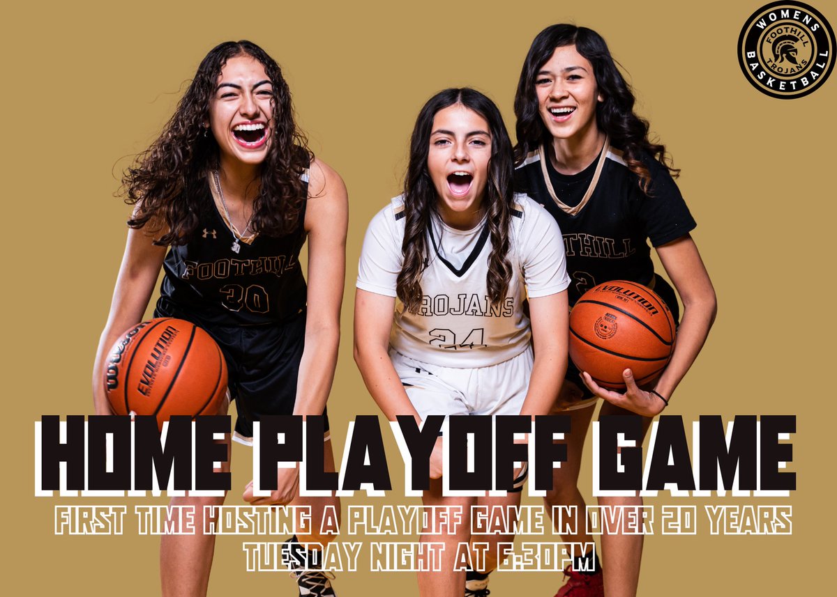 FHSWBB's tweet image. 🚨BREAKING NEWS🚨
Your Foothill High Trojans are going to be hosting a home playoff game on Tuesday! We'll be hosting Avenal Bucs. 
First time we'll be hosting a home playoff game in over 20 years! 

#WeAreTrojans