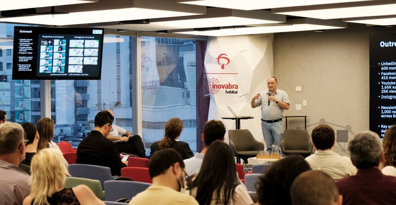 c4ai_hseminars's tweet photo. Great to talk about all that was done in the last 2 years at the C4AI - Center for A.I. # USP+IBM+FAPESP Brazil at Inovabra, together with Fabio Cozman.
Thanks to all who came! #C4AI #inovabra
Photo by Pedro Pavanato. https://t.co/xfgb2Sg2Ph