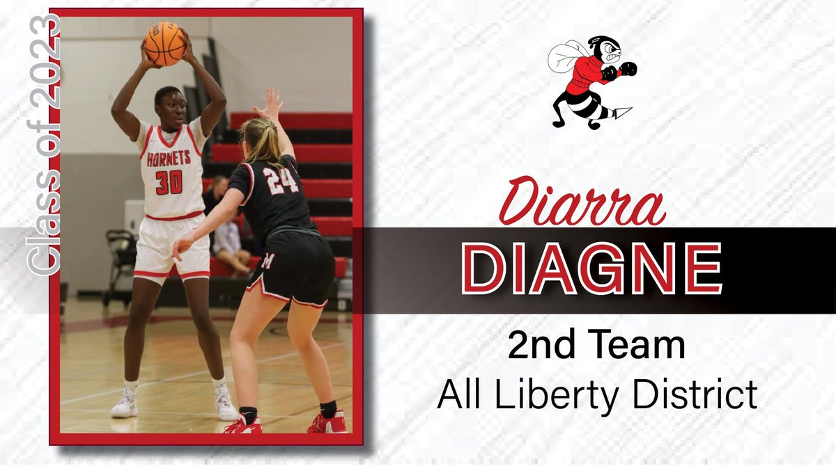 LIBERTY DISTRICT HONOR- Senior Diarra Diagne was a standout this season and was named to 2nd Team for All Liberty District. This was only Diagne’s 2nd year playing high school basketball. Congratulations, Diarra!