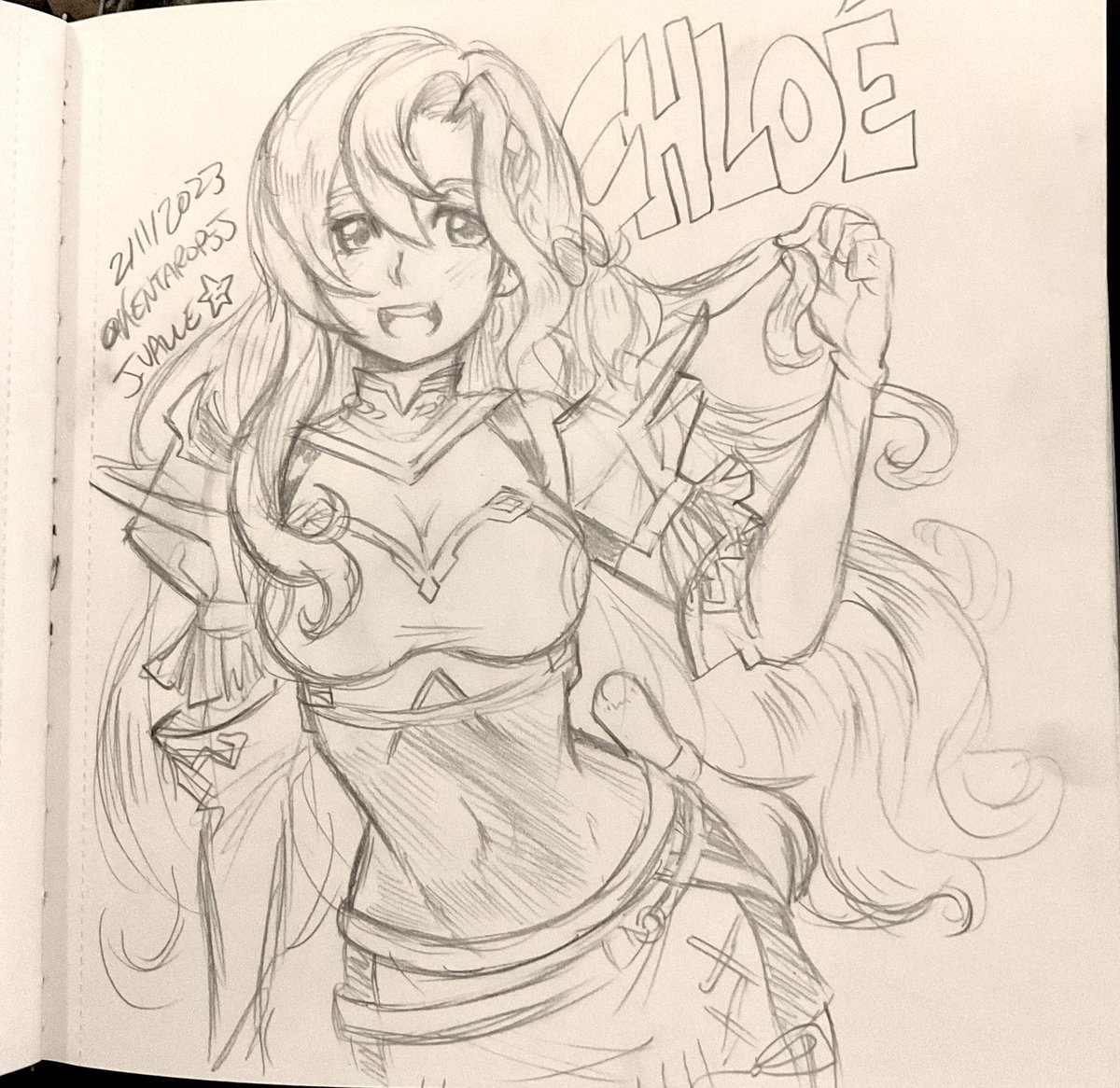 Some Fire Emblem Engage sketches of Chloé and Diamant 