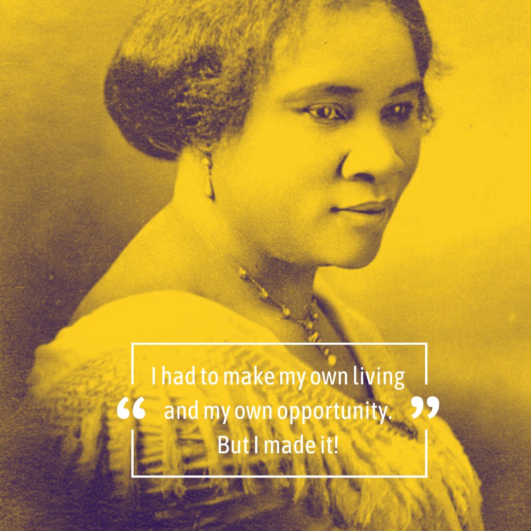 Today, we celebrate the trailblazing entrepreneur and philanthropist, Madam C.J. Walker. As the first self-made female millionaire in America, she paved the way for women in business. 

What opportunity would you like to make a reality?

#MadamCJWalker #WomenBusiness #Inspiration