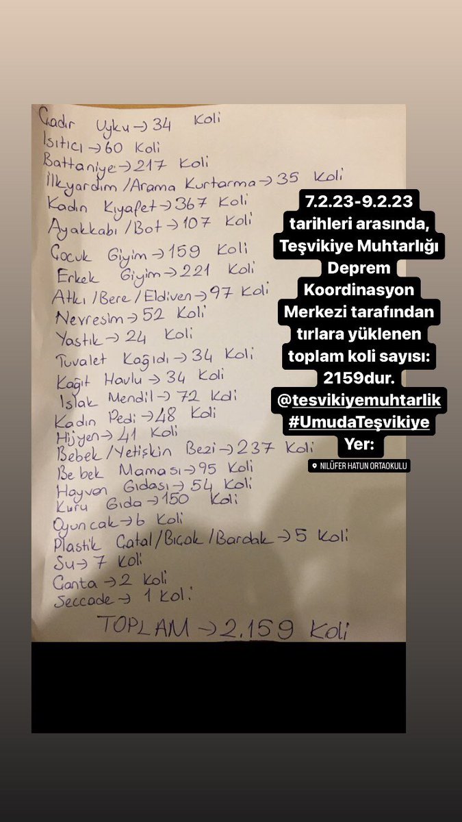 dafberi's tweet photo. @tesvikiyemuhtar, mahallelinin desteğiyle Nilüfer Hatun Ortaokulunda toplanan 681 koli 8.2.23 gecesi karın altında yüzlerce kişinin kurduğu zincirle tıra yüklendi. Tır Hatay Stadyumuna ulaştı. Depremin ilk 4 gününde toplam 2159 koli bu okuldan yola çıktı. #UmudaTeşvikiye https://t.co/a9AFdQV0yr
